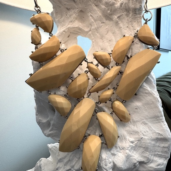 BCBG Chunky Tribal Statement Necklace in Bone and Silver - Picture 4 of 6